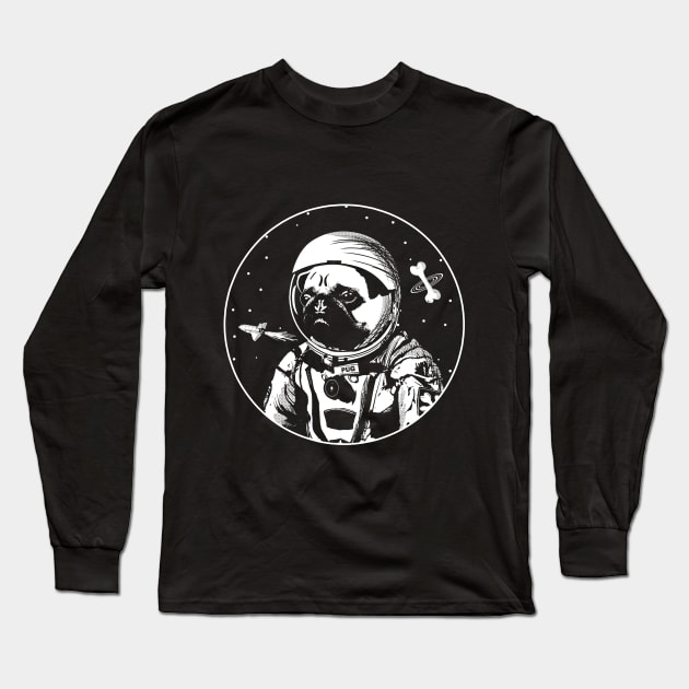 Astronaut Pug The Space Dog Long Sleeve T-Shirt by Ali Kalkanlı